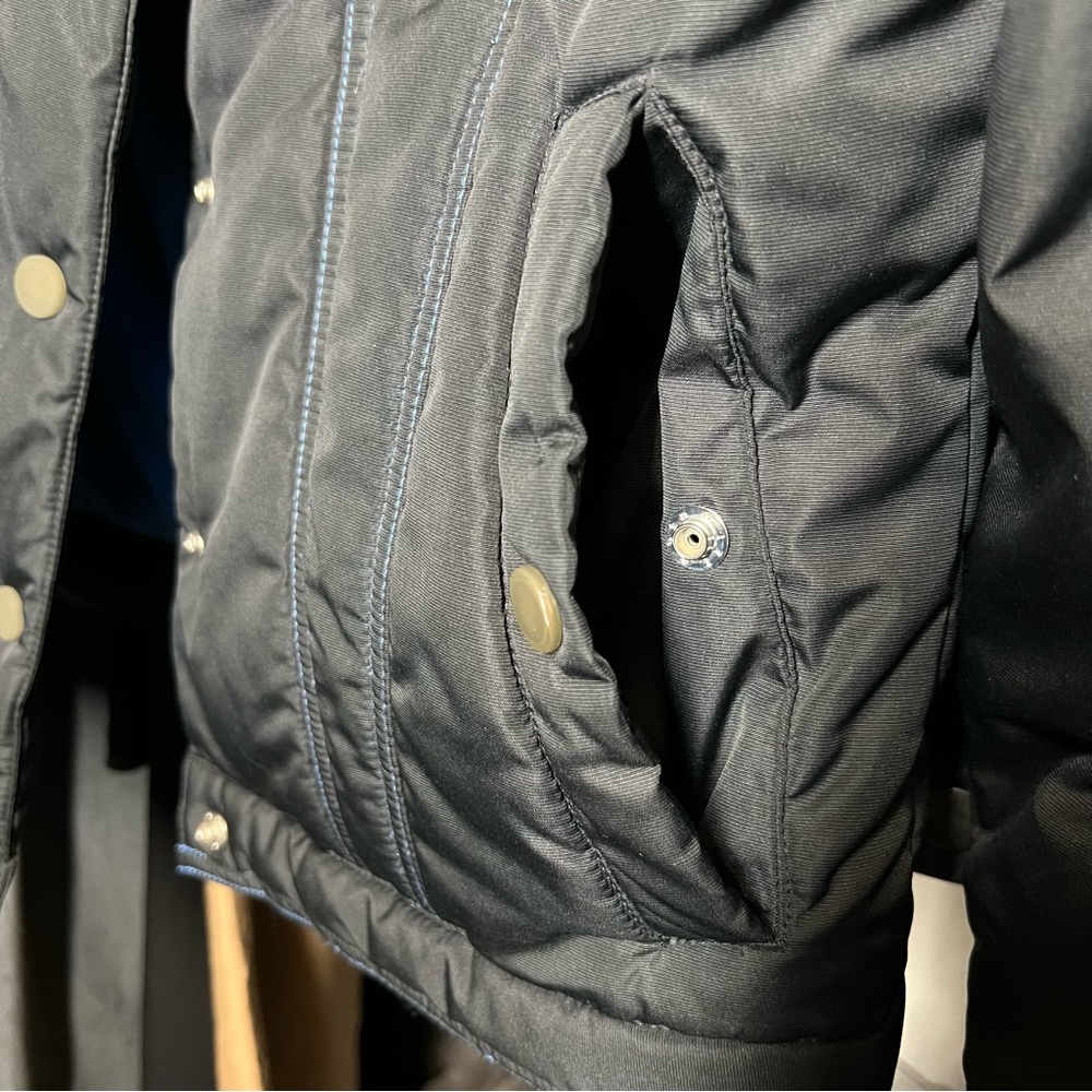 Vintage Nike Black Puffer Jacket Black Cropped Motorcycle Style Blue Stitching - Picture 13 of 13